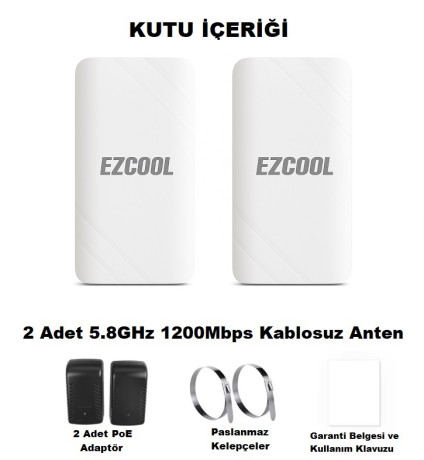 EZCOOL EZ-W580AN DIŞ ORTAM (5.8GHz 1200Mbps 1KM) ACCESS POİNT